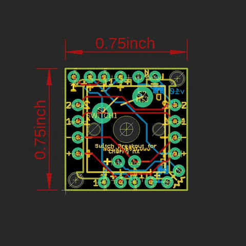 Nine Piece Key Switch Breakout Prototype PCB Board Compatible With Cherry MX For DIY Mechanical Keyboard Projects And Breadboard Prototyping With Full Pin Compatibility And Easy Hookups, 0.75 x 0.75 inch