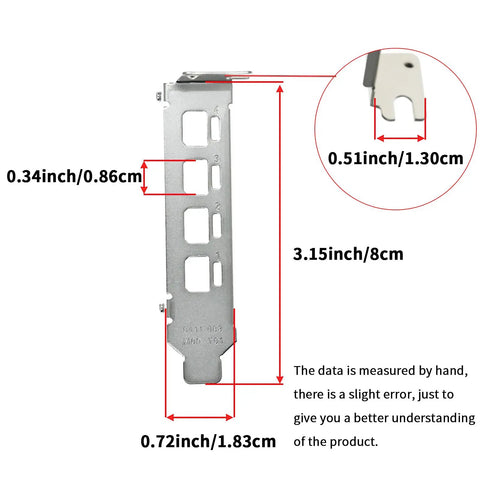 Fits Like A Glove 3 Piece Low Profile Short Gpu Bracket Compatible With Nvidia Quadro Nvs510 T1000 T600 P400 P1000 P600 P620 K1200 Workstation Cards Including Screws with dimensions.