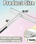 15.25 Inch Sheet Metal Bender Hand Tool With 1 Inch Fold Depth Manual Hemming Tool Silver, dimensions and depth shown
