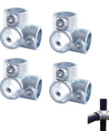 Half Inch Galvanized Steel Pipe Four Way Fitting Connector With Side Outlet For Industrial Style DIY Decor, Pack of 4