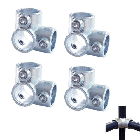 Half Inch Galvanized Steel Pipe Four Way Fitting Connector With Side Outlet For Industrial Style DIY Decor, Pack of 4