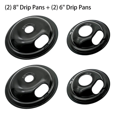 Porcelain Drip Pan Replacement Set For 6 And 8 Inch Electric Range Burners With MP15YA 6 Inch 1500W And MP21YA 8 Inch 2100W Elements