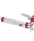 Heavy Duty Pneumatic Grease Gun With 10000 12000 PSI High Pressure Grip Style Lubrication Tool, transparent cylinder, red accents