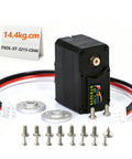 Top Shelf 14KG Serial Bus Servo Motor Brings Smooth 360 Rotation to Heavy Duty Robotics with mounting accessories and wiring.