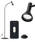 Must Have LED Floor Lamp For Living Room, Bedroom, And Office With Remote, App Control, Stepless Dimmer; black finish, close-up.