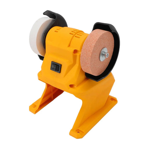 Heavy Duty Cordless Mini Bench Grinder With Reinforced Guard And Slim Abs Frame, portable one-hand use for metal sharpening.