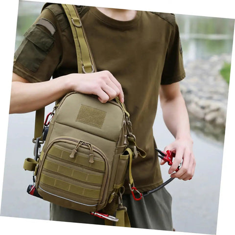 Person holding High Capacity Outdoor Camping Backpack With Wolf Camouflage For Hiking And Fishing Tackle Storage Durable Outdoor Gear