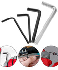 Dope Baluue Hex Key Wrench Set L Shaped Carbon Steel M3 To M6 Flat Head Nickel Plated Heavy Duty Bike Repair Home Toolkit 4pc Sturdy Tools No Slip Grip, 4-piece hex keys