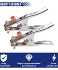 Two Pack 300A Welding Ground Clamp Set, Heavy Duty Welder Ground Cable Grip With Copper Plated Jaw, Safe Arc Grounding Clip