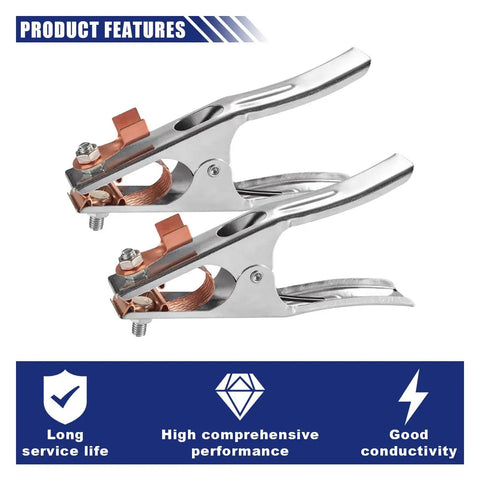 Two Pack 300A Welding Ground Clamp Set, Heavy Duty Welder Ground Cable Grip With Copper Plated Jaw, Safe Arc Grounding Clip
