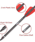 7.5 Inch R9 Crossbow Bolts Carbon Arrows With 2 Inch Red Vanes And 100 Grain Tips For Hunting Target Practice Carbon Shaft