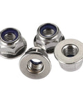 M5 0.8mm Flanged Nylon Insert Lock Nuts Nylock 304 Stainless Steel 18 8 Bright Finish DIN 6926 Standard Flange Locknuts