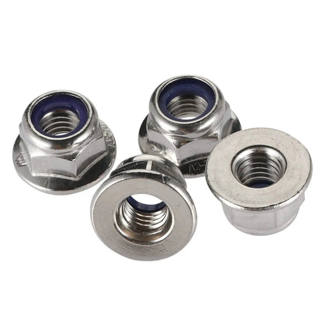 M5 0.8mm Flanged Nylon Insert Lock Nuts Nylock 304 Stainless Steel 18 8 Bright Finish DIN 6926 Standard Flange Locknuts