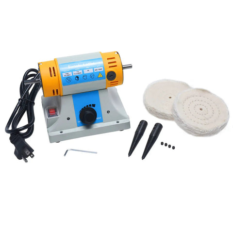 4-1/4 Inch Bench Lathe Buffer Polisher with Dual 4 Inch Buffing Wheels, Beefy 320W Variable Speed Benchtop Jewelry Polisher with accessories
