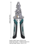 Solid Real Deal 16 In 1 Foldable Wire Stripper And Multifunctional Pliers with grey and black rubber grip handles and stainless steel jaws.