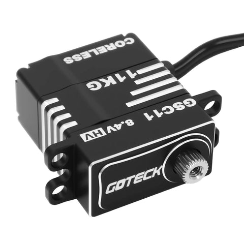 11Kg High Torque Sub Micro Steering Servo 8.4V Coreless with metal horn for rock crawling on RC cars, angled view