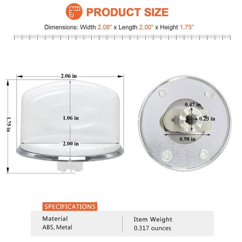 White Washer Control Knob Replacement Dial 2 Inch Wide 1.75 Inch High Snap On Fit For Most Washers No Fuss Easy Install Replaces 1264403 AP3994965 AH1482286 EAP1482286 PS1482286, white ABS metal washer knob size chart