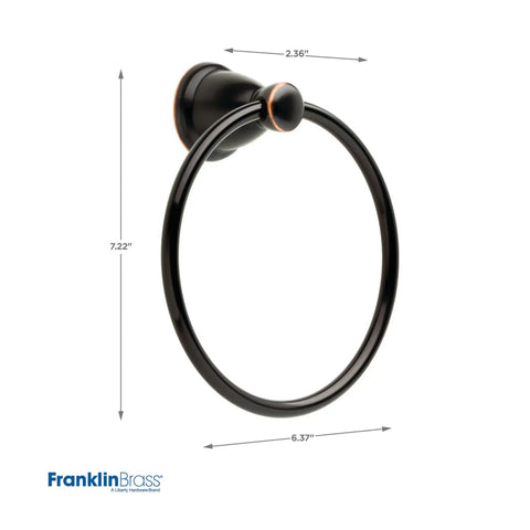 Oil Rubbed Bronze Towel Ring Holder Wall Mounted For Bathroom And Kitchen, 7 Inch Round Ring, Durable Stainless Steel Bath Accessory, 1 Pack, Easy Set Screw Mount, Must Have For Small Bathrooms, with dimensions