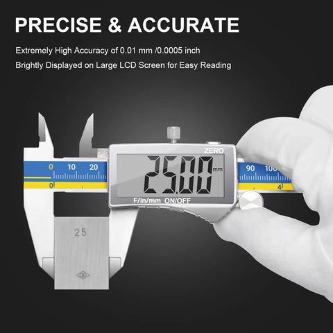 Digital Caliper With Large LCD Screen For DIY And Home Projects, The Go To 6 Inch Stainless Steel Vernier Calipers, Auto Off, Inch Millimeter Conversion, Ultra Precise 0.0005 In Readout, Easy To Read, Blue
