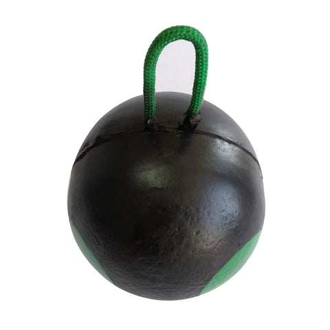 Beefy Round Ball Archery Target For Backyard Practice Built Tough With Self Healing Foam 9x9x9 Inch Surface shown with green handle