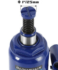 Close-up view of Workhorse Double Ram Bottle Jack 4 Ton Portable Hydraulic Jack With Case showing extension screw top.