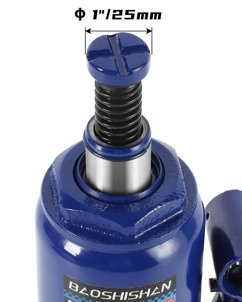 Close-up view of Workhorse Double Ram Bottle Jack 4 Ton Portable Hydraulic Jack With Case showing extension screw top.
