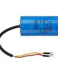 Heavy Duty Cd60 Operating Capacitor 250V Ac For Ac And Motors That Actually Works A blue 600uF capacitor with black and colored wires.