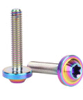 4 Pack Titanium M4x20mm Button Torx Head Bolts For Bicycle And Motorcycle, Rainbow Finish, Ultra Lightweight Yet Strong 6AL4V Titanium Alloy Fasteners, T20 Torx Wrench Compatible, High Strength Bike Hardware