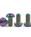 Set Of 4 Titanium M5 X 12mm Water Bottle Cage Bolts For MTB Bikes Colorful 6Al4V Grade 5 Titanium Alloy Button Torx T25