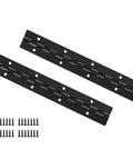 Built Like A Tank 304 Black Stainless Steel Continuous Piano Hinges Eight Inch With Mounting Hardware For Cabinet Doors And Custom Workshop Projects Two Pack with screws.