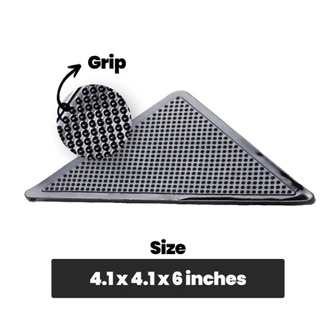 Heavy Duty Non Slip Rug Corner Pads With Reusable Dual Sided Adhesive Grip for Rugs, 4.1 x 4.1 inches, close-up of grip texture