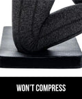 Ultra Thick Foam Kneeling Pad With High Density Cushion for Crazy Comfortable Knees, shown with a knee pressing down, black pad