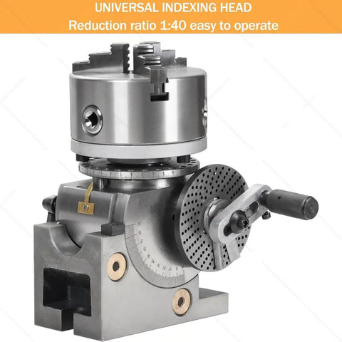 Built Like A Tank 3 Jaw Chuck Rotary Indexing Head Kit For CNC Mill with 1:40 gear ratio and precision plate settings.