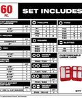 Milwaukee Shockwave bit and drill bit kit, 60-piece set in a red storage case