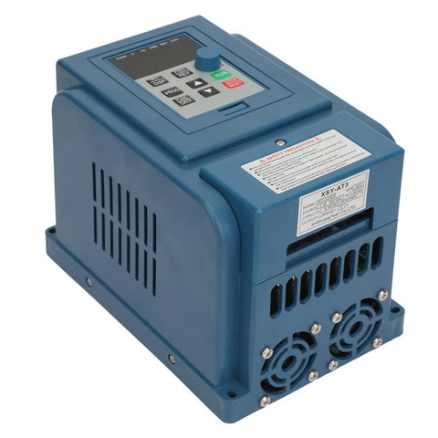 380V 6A VFD Inverter For 2.2kW 3-Phase Motors, Go-To Variable Frequency Drive With PWM Control, Low Noise, EMI Shield, Quick Install Speed Controller For Industrial Apps on blue housing