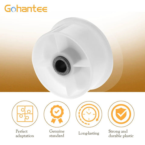 Legit Heavy Duty Dryer Idler Pulley Wheel Bearing Replaces Wp6 3700340 And Ap6009859 top view of durable white plastic pulley.