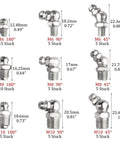 60 Piece Metric Hydraulic Grease Fitting Kit Galvanized Steel M6 M8 M10 Straight 90 Degree 45 Degree Angles Assortment