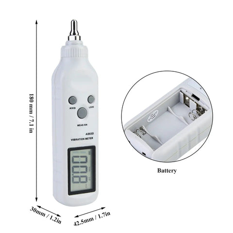 Pen Style Vibrometer With High Sensitivity Accelerometer Digital Vibration Meter And Handy Tester For On The Go Diagnostics AS63D Portable Vibration Analyzer With Storage Case, 180 mm close-up
