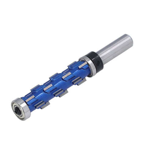 Heavy Duty Tungsten Steel Double Bearing Router Bit For Woodworking Trim Tool, 1/2 inch shank, 3/4 inch diameter, blue design.