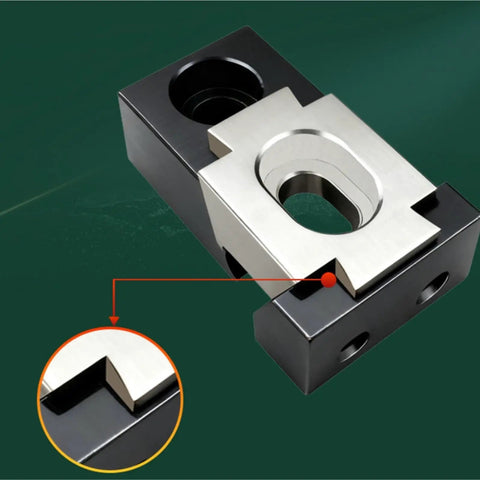 Heavy Duty Pneumatic Vise For CNC With One-way Lengthening Feature showcasing a metal clamping surface and dovetail slider.