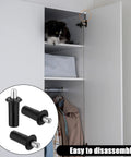 8 Piece Black Metal Cabinet Door Damper Pins Spring Loaded Telescopic Pivot Pins with close-up of pins.