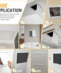 Heavy Duty Aluminum Flush Mount Access Panel, Slick Push To Open Ceiling And Wall Hatch For Drywall, No Sweat Fuse Box Cover, Black 8X12 Inch Seamless Flush Design, installed in various home settings.