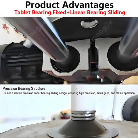 Kickass Electric Circular Saw Blade Sharpener With Bright Built In Led Light and Precise Sliding Rail for Quick Angle Mill Grinding close-up of precision bearing structure.