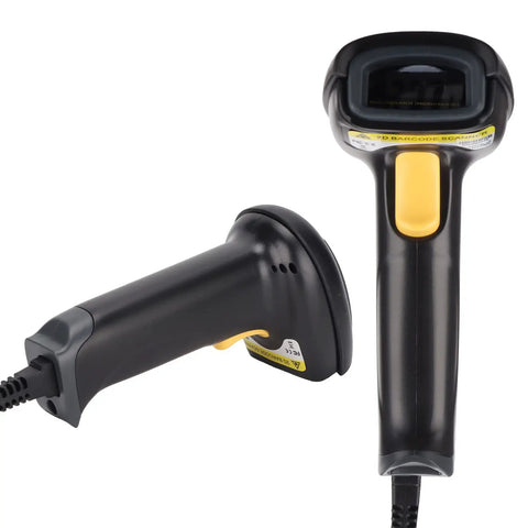 Handheld Barcode Scanner 2D Code Reader, Wired Universal QR And Barcode Scanner For Android, close-up of scanner front and side