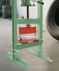 12 Inch Press Brake Attachment For 12 And 20 Ton Hydraulic Presses 3 Sixteenth Inch Bending Thickness Heavy Duty Metal Bending Accessory For Sheet Metal Bending And Forming Shapes Red installed in workshop
