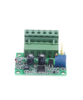 Plug and Play PWM to 0-10V Conversion Module for PLCs and Industrial Controls front view showing connectors and components.
