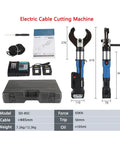 Top Shelf Portable Electric Pipe Expander With Brushless Motor Hydraulic Crimping Pliers Cable Cutter And Punching Machine shown with tool dimensions and accessories.