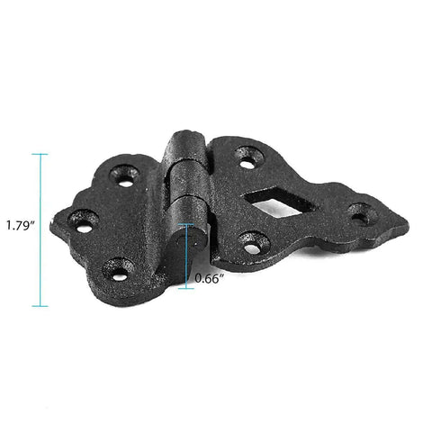 Antique Black Wrought Iron Hoosier Cabinet Hinges With Offset Design, Heavy Duty Cupboard Hinges For DIY Home Upgrades, 1.79" height