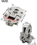 2Pack 90 Degree Hidden Flush Mount Hinges for 90 Degree Opening, shown with measurements, zinc alloy, front and side view