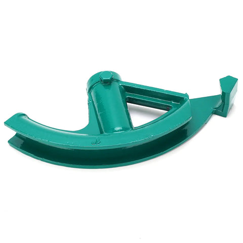Super Badass Lightweight One Inch Water Wire Pipe Bender For Steel Copper Aluminum Home Shop Hand Tube Bending Tool That Handles Heavy Duty Work With Zero Sweat side view of the green steel tool